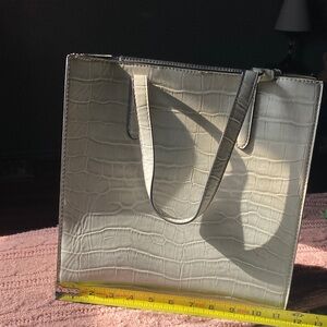 Elegant Light Gray  Crocodile-Embossed Tote Bag
